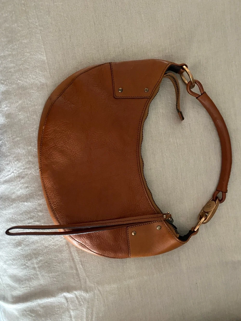 Classic Brown Leather GUCCI Crescent Shoulder Bag (HOBO)